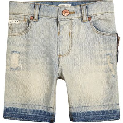 Mini boys light blue wash denim shorts
